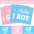 Tevxj 96 PCS Gender Reveal Party Supplies – Plates, Napkins & Forks for 24 Guests