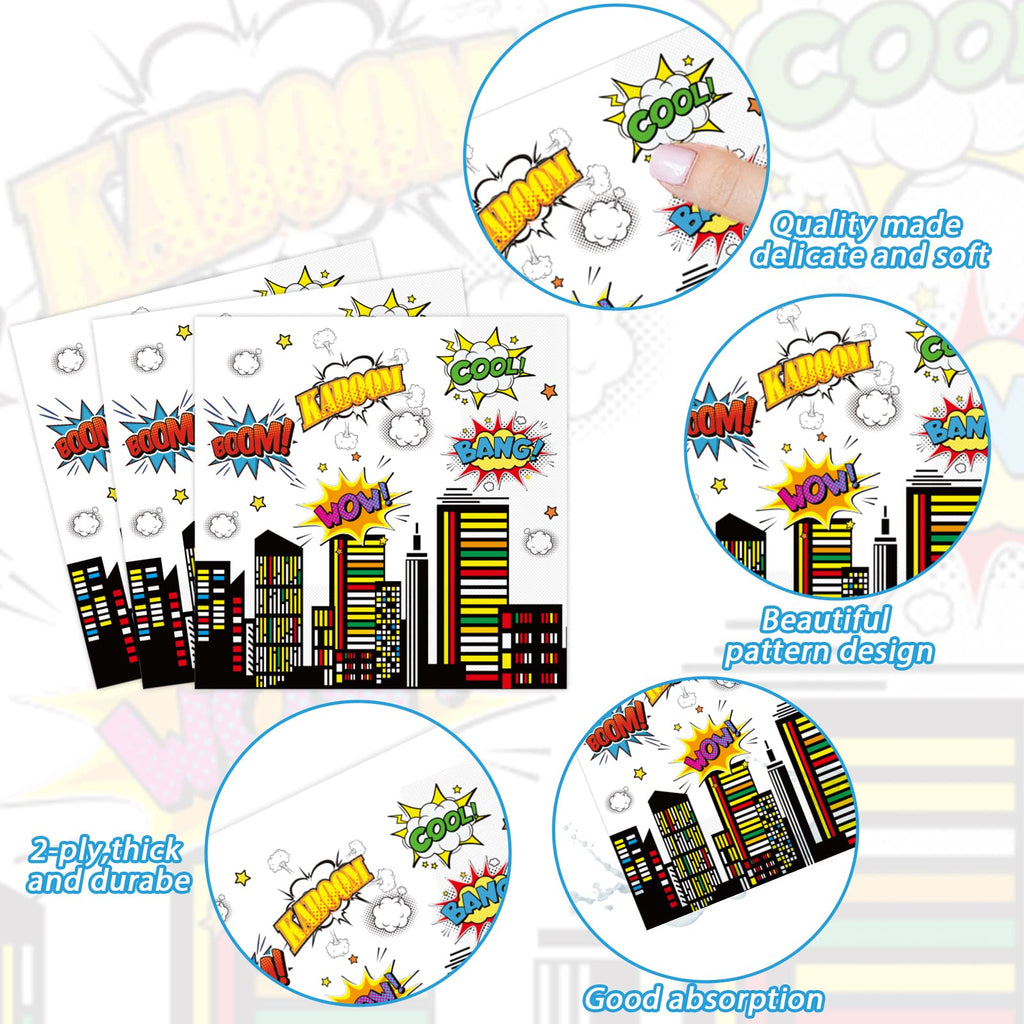 Tevxj 96 PCS Super Theme Hero Party Plates & Napkins – Hero Themed Tableware for 24 Guests