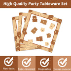 Tevxj 96 Pcs Bear Baby Shower Tableware Set – Plates, Napkins & Decorations