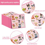 Tevxj 98pcs Dog Birthday Party Decorations – Pink Puppy Tableware Set for Girls' Birthday