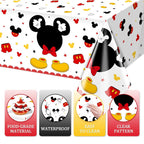 Tewess 3pc Mouse Birthday Tablecloths – Red Cartoon Mouse Head, 108x51 in