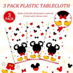 Tewess 3pc Mouse Birthday Tablecloths – Red Cartoon Mouse Head, 108x51 in