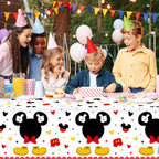 Tewess 3pc Mouse Birthday Tablecloths – Red Cartoon Mouse Head, 108x51 in