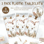 Tewess 3-Piece Wizard Party Tablecloth Set – 54 x 108 in | Disposable, Waterproof Magic School Design