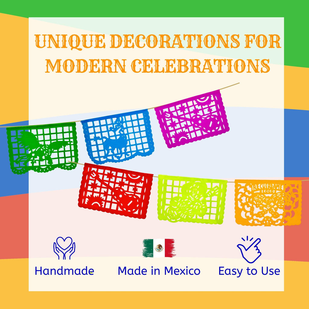 TexMex Fun Stuff Coco-Inspired Party Banners – Handmade Paper-Cut Backdrops, 30 ft, 20 Panels