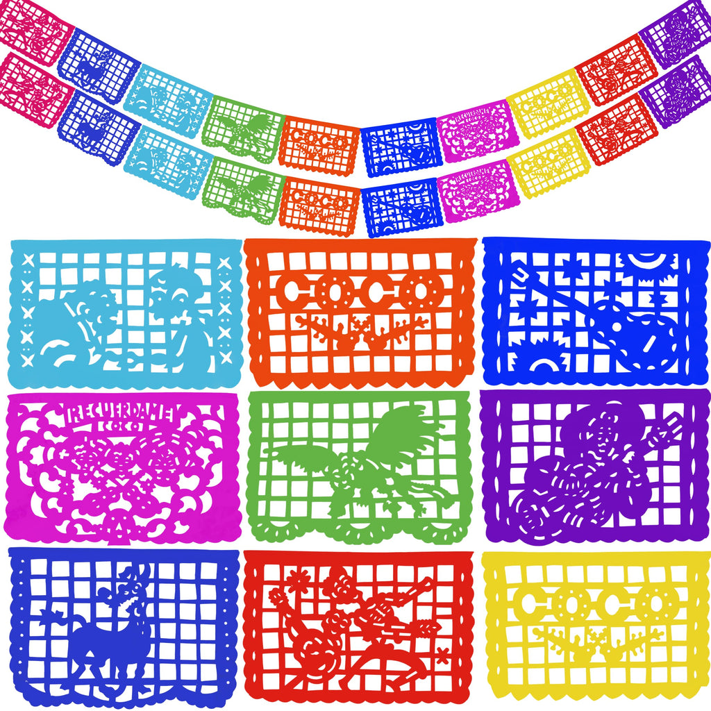 TexMex Fun Stuff Coco-Inspired Party Banners – Handmade Paper-Cut Backdrops, 30 ft, 20 Panels