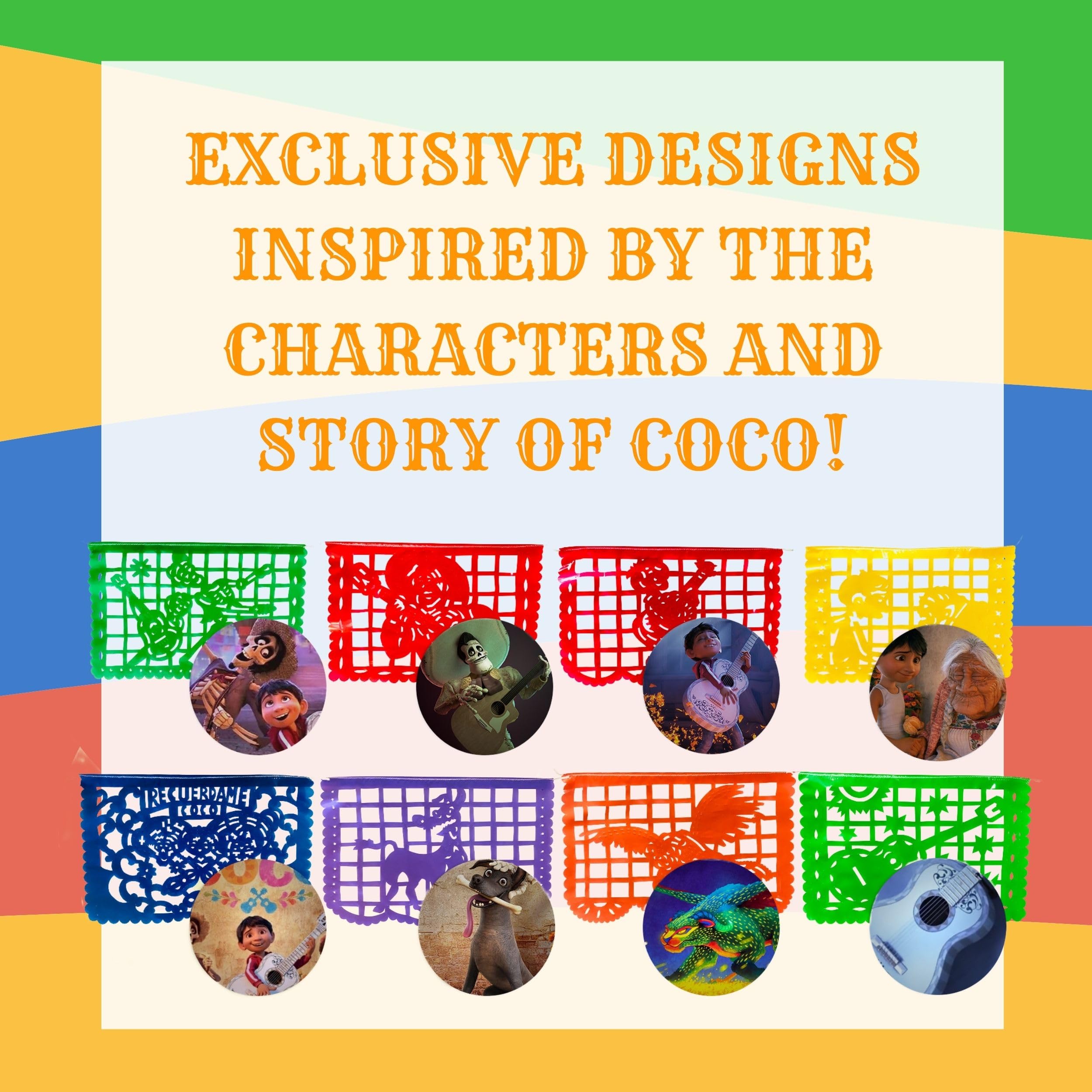 TexMex Fun Stuff Coco-Inspired Party Banners – Handmade Paper-Cut Backdrops, 30 ft, 20 Panels