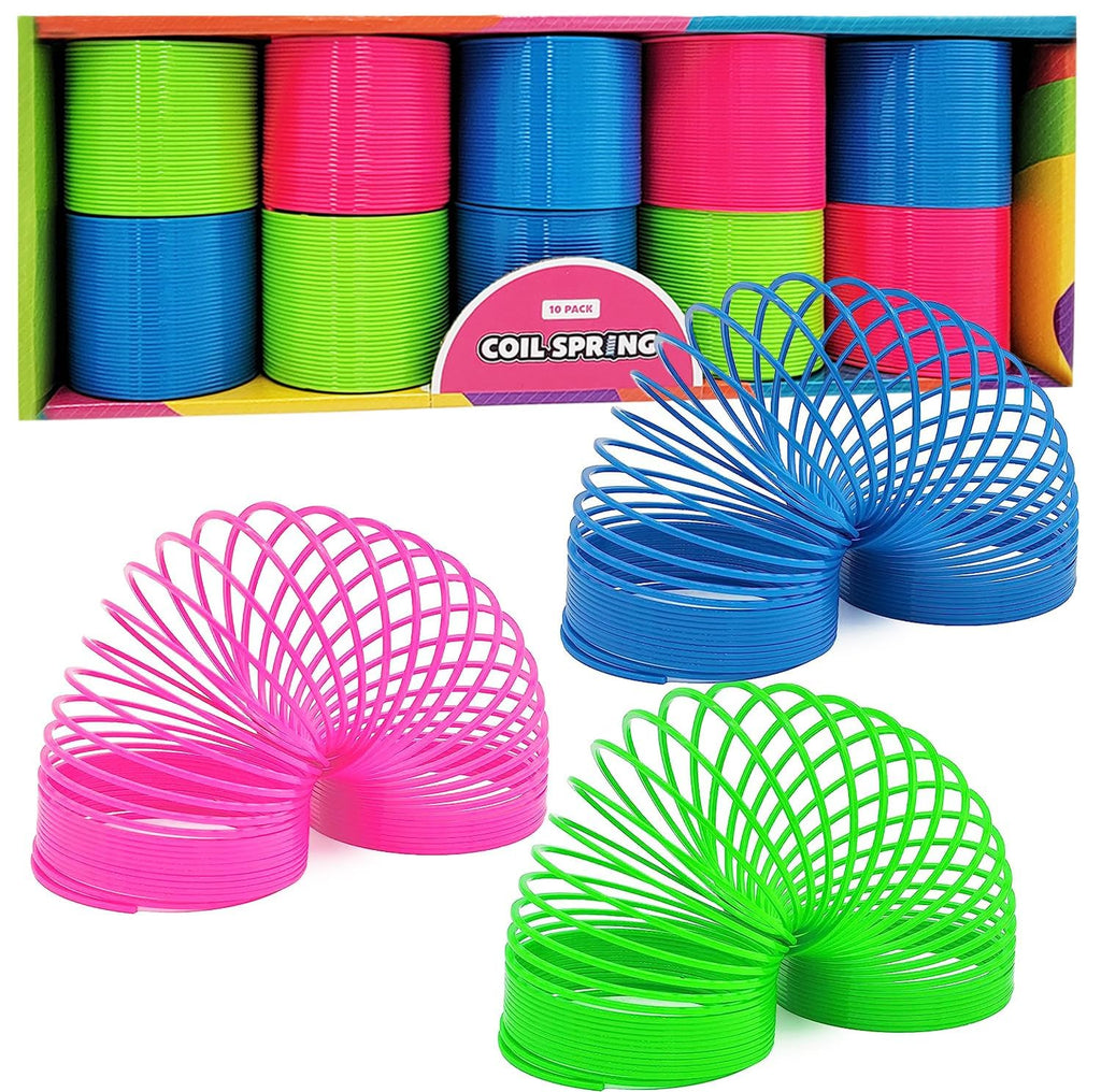 The Dreidel Company Neon Plastic Multicolor Coil Spring – 3-Inch Neon Party Favors & Goody Bag Fillers (20-Pack)