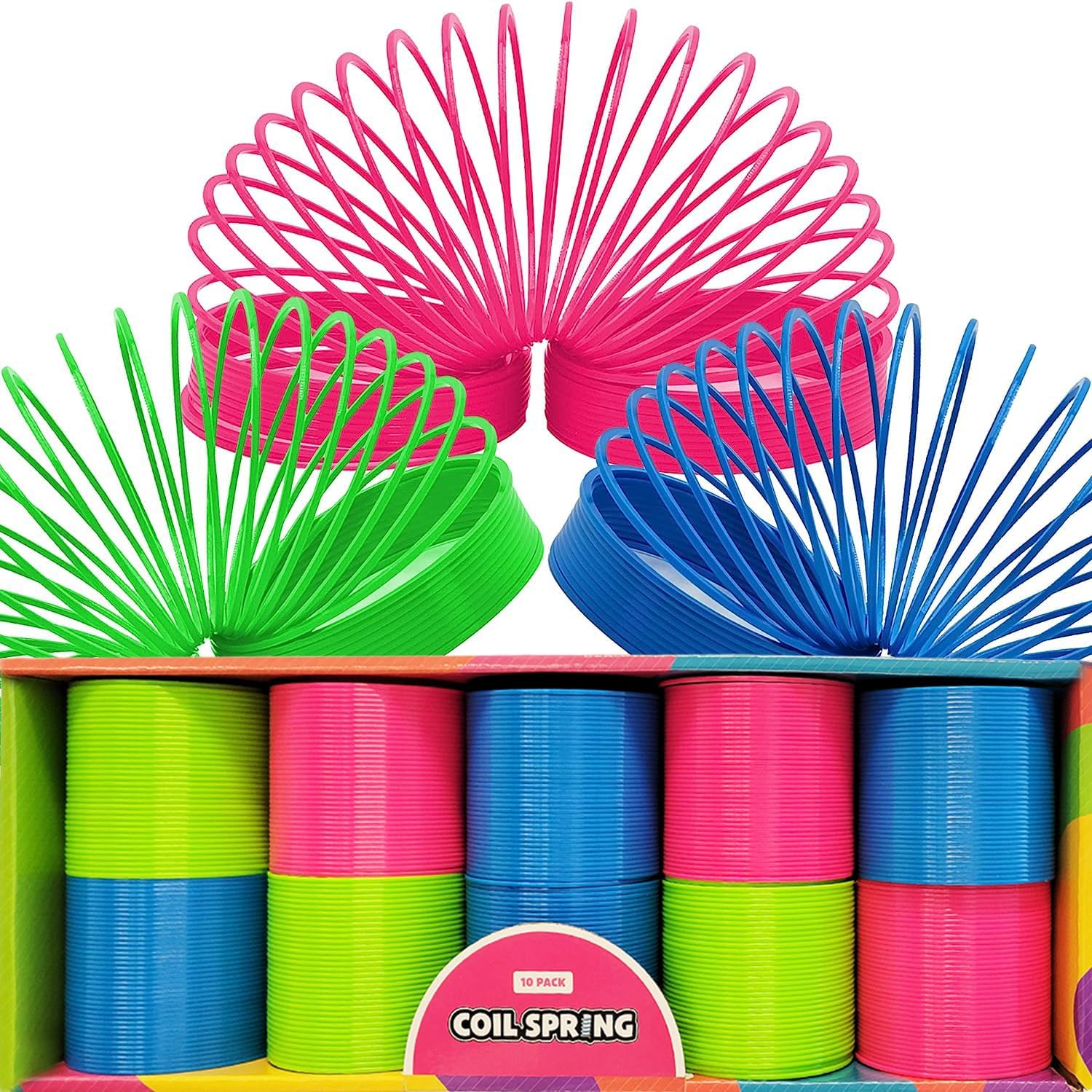 The Dreidel Company Neon Plastic Multicolor Coil Spring – 3-Inch Neon Party Favors & Goody Bag Fillers (20-Pack)