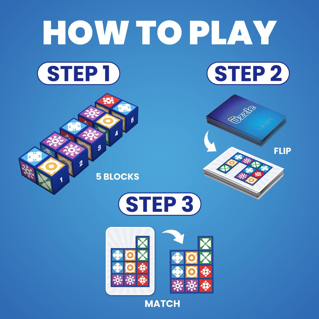 The Uzzle 3.0 Board Game – Family Puzzle for All Ages | 100 Puzzles, 4 Levels