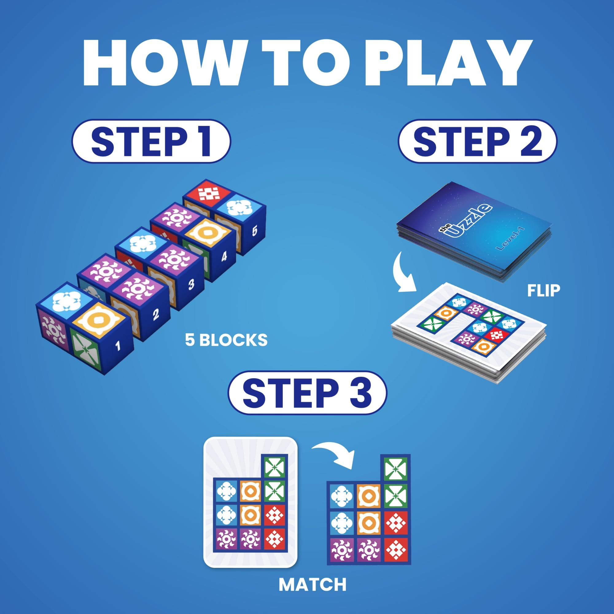 The Uzzle 3.0 Board Game – Family Puzzle for All Ages | 100 Puzzles, 4 Levels