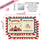 THEBESTU 50 Pcs Carnival Come One Come All Scratch Off Cards – Retro Circus Theme Party Games