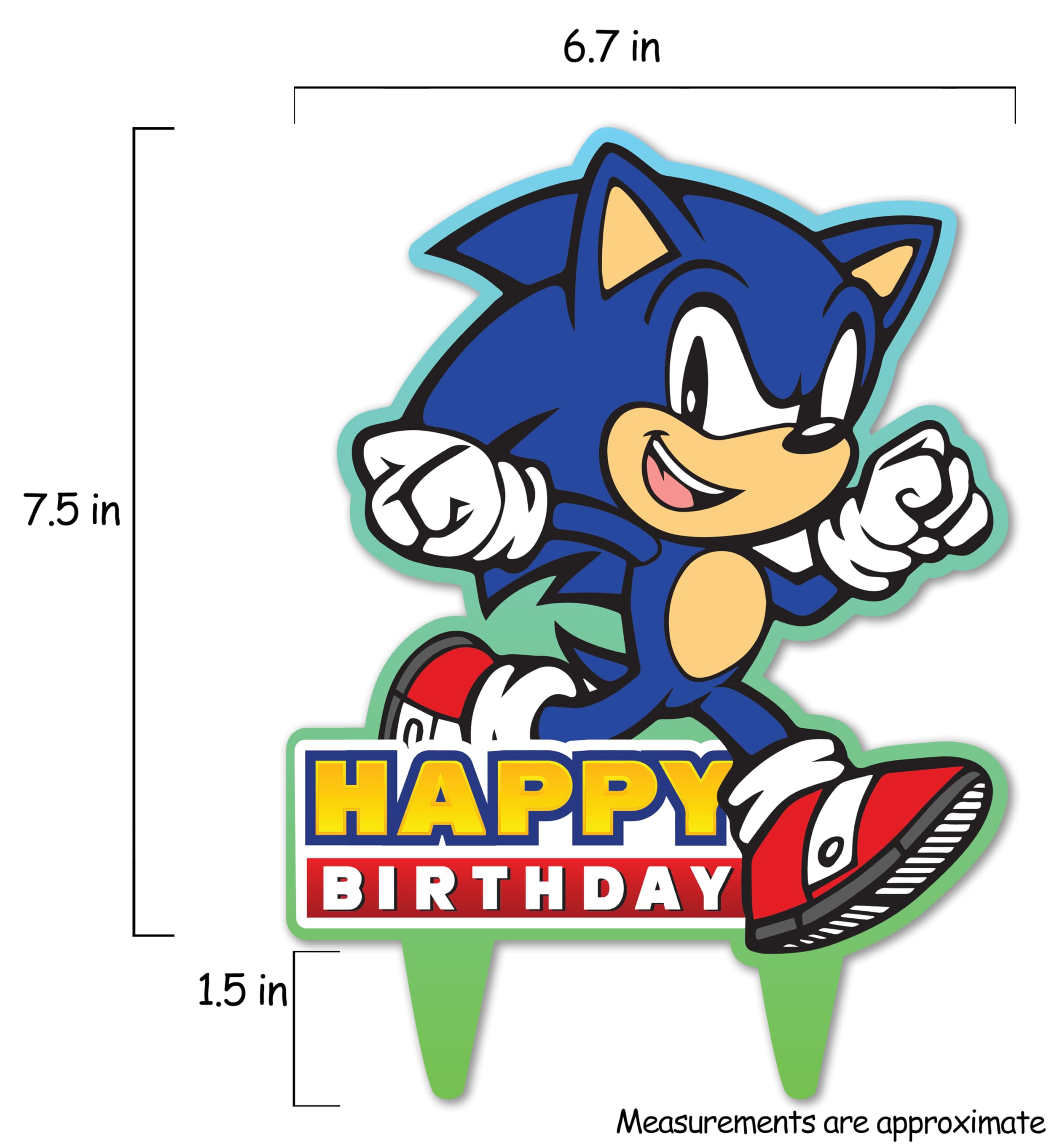Think Green Fun Sonic Gamer Birthday Cake Topper – Eco Party Decor