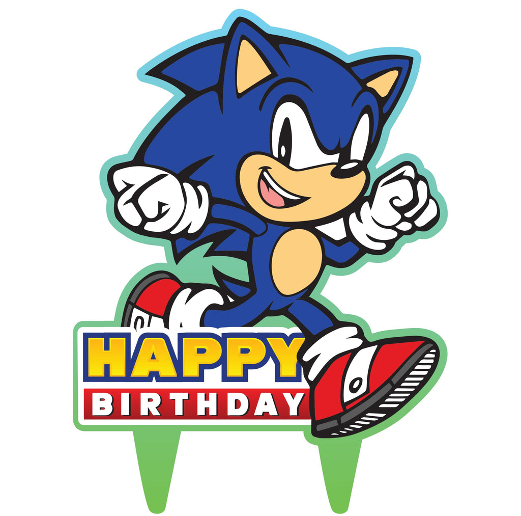 Think Green Fun Sonic Gamer Birthday Cake Topper – Eco Party Decor