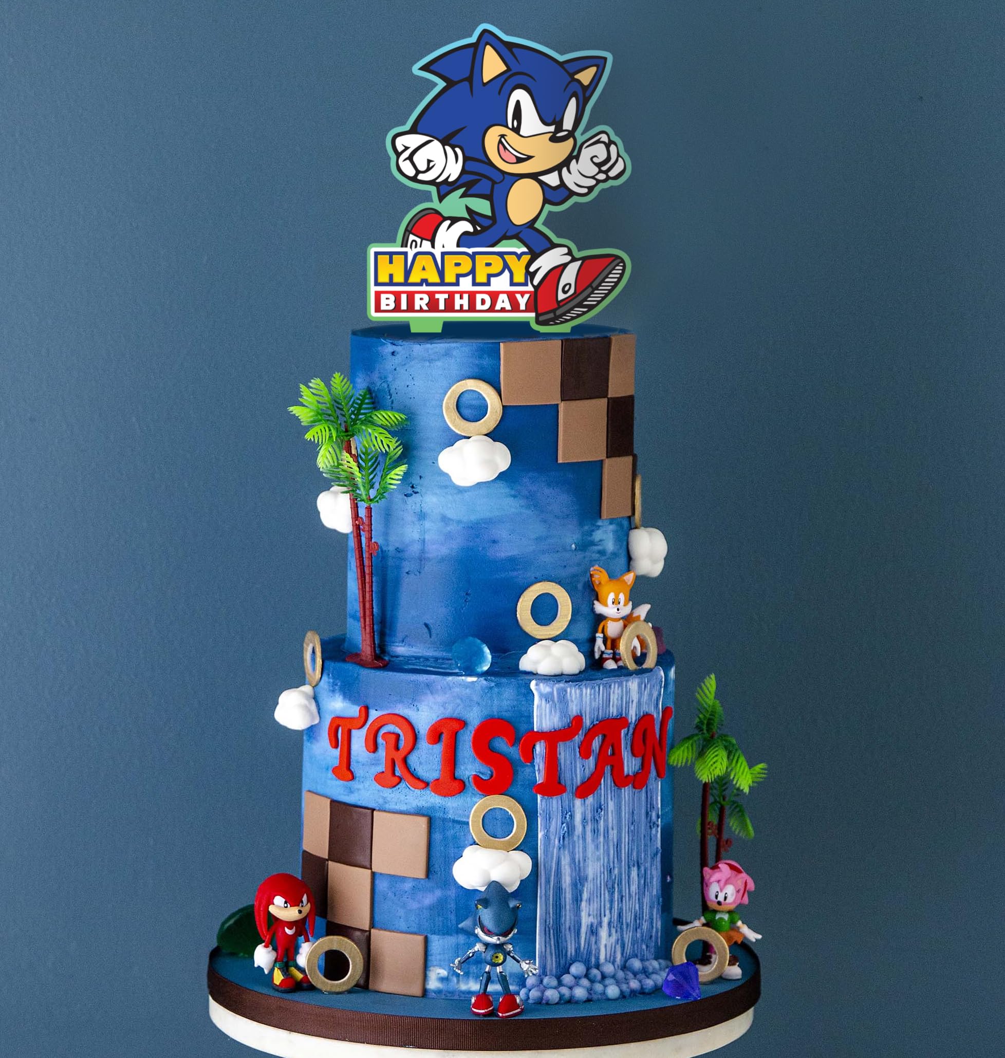 Think Green Fun Sonic Gamer Birthday Cake Topper – Eco Party Decor