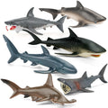 THINKBAY 6-Pack Realistic Shark Figurines (5-7") – BPA-Free Bath Toys, Cake Toppers & Party Favors for Kids