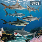 THINKBAY 6-Pack Realistic Shark Figurines (5-7") – BPA-Free Bath Toys, Cake Toppers & Party Favors for Kids