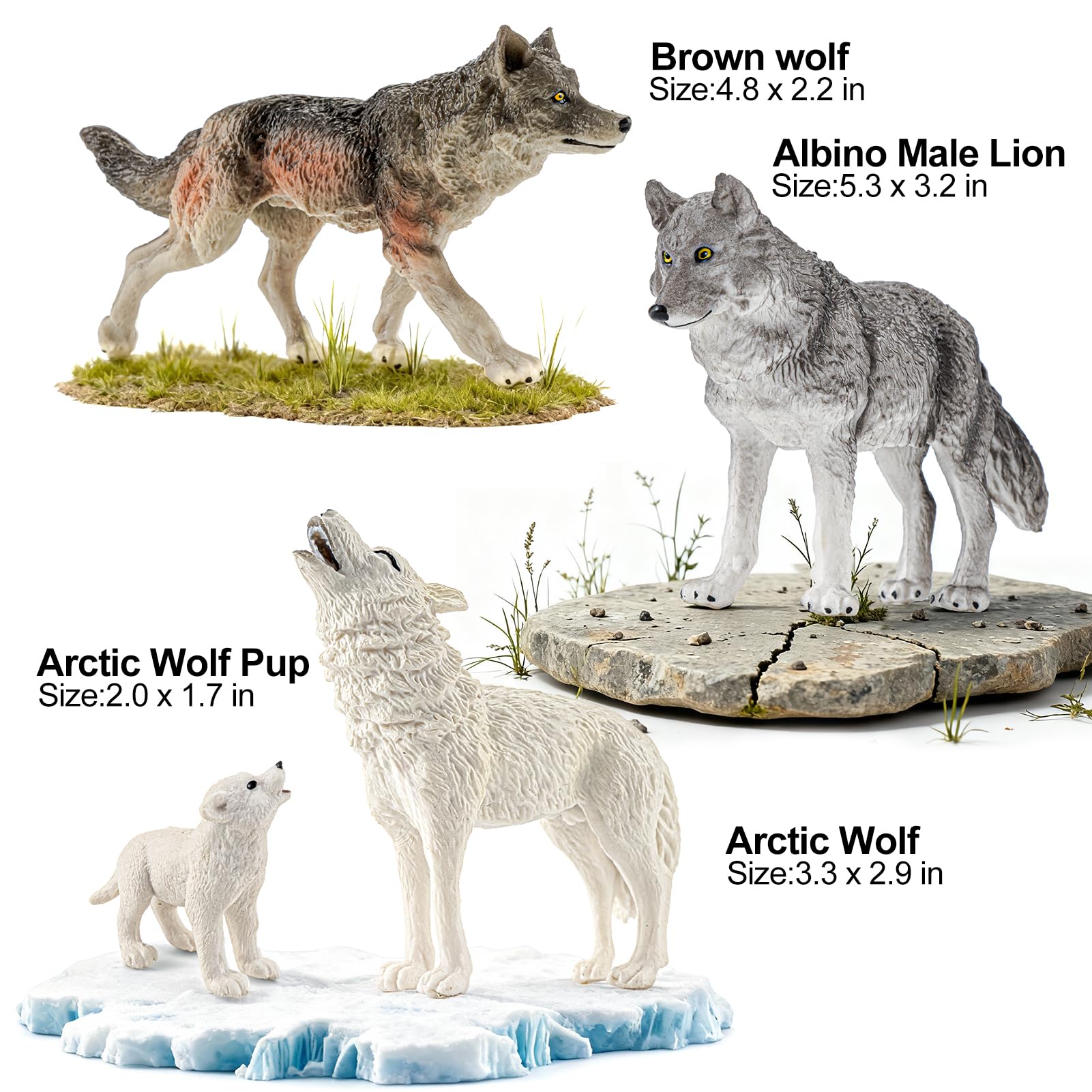 THINKBAY 14PCS Wolf Figurines – Realistic Forest Wolf Toys for Toddlers, Gifts & Cake Toppers