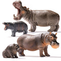 THINKBAY 4PCS Hippo Safari Figurines – Realistic Hippos & Cubs for Kids, Cake Toppers & Gifts