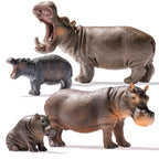 THINKBAY 4PCS Hippo Safari Figurines – Realistic Hippos & Cubs for Kids, Cake Toppers & Gifts