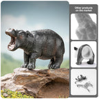 THINKBAY 4PCS Hippo Safari Figurines – Realistic Hippos & Cubs for Kids, Cake Toppers & Gifts