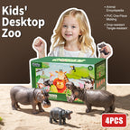 THINKBAY 4PCS Hippo Safari Figurines – Realistic Hippos & Cubs for Kids, Cake Toppers & Gifts