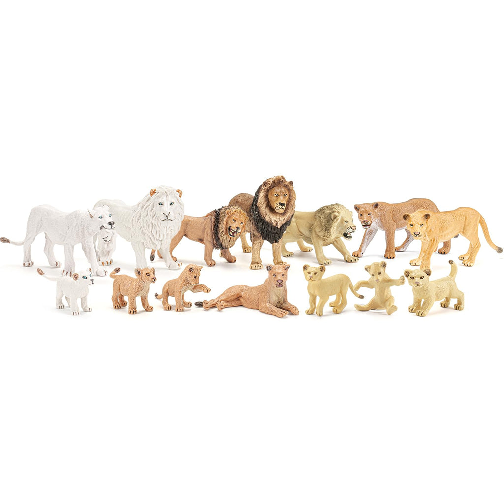 THINKBAY 15PCS Lion Figurines – Realistic Lion Family for Kids, Cake Toppers & Play