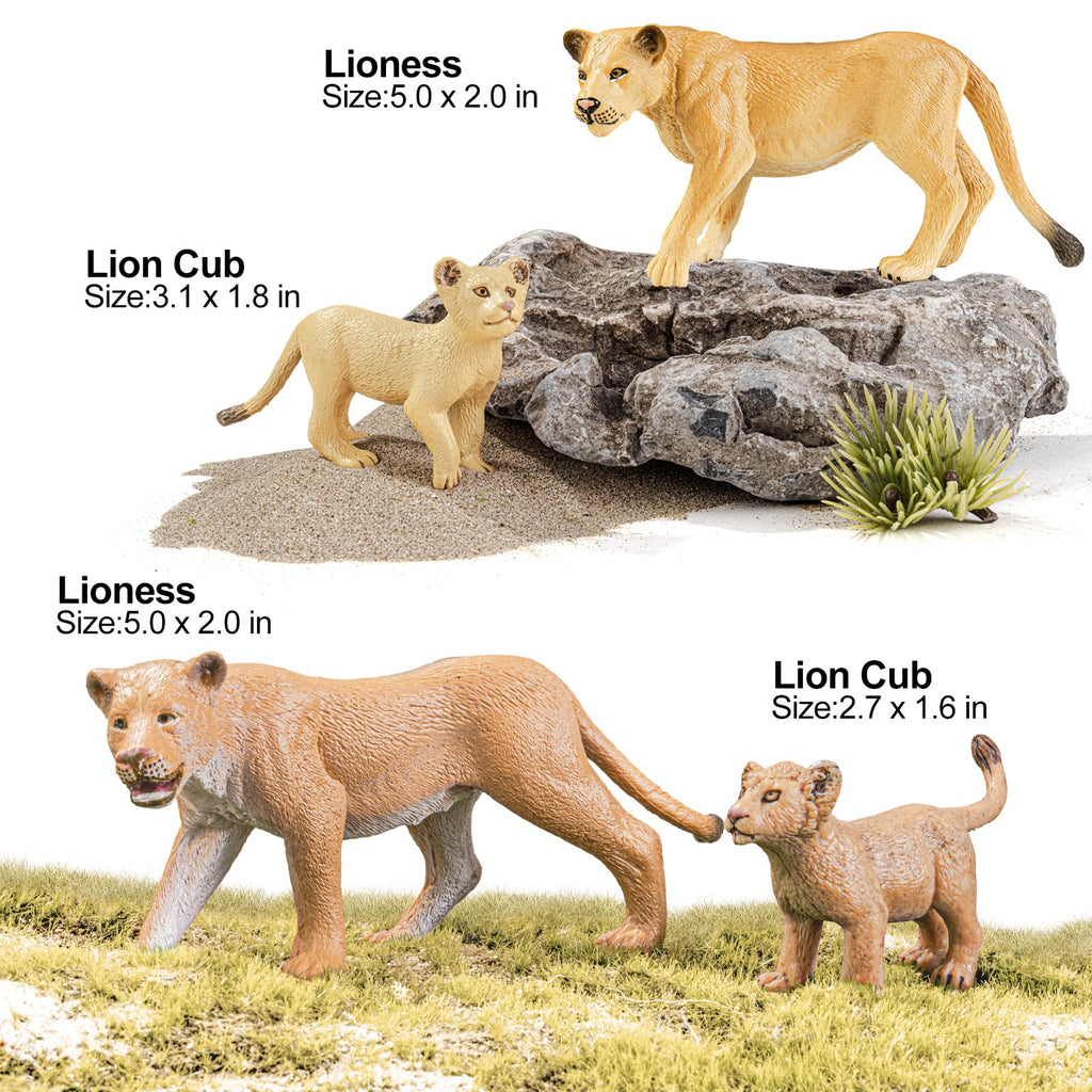 THINKBAY 15PCS Lion Figurines – Realistic Lion Family for Kids, Cake Toppers & Play