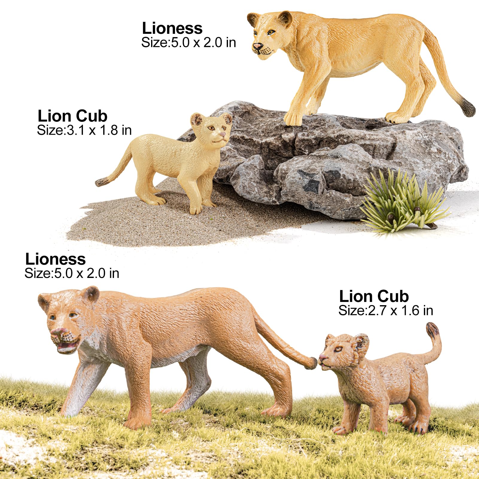 THINKBAY 15PCS Lion Figurines – Realistic Lion Family for Kids, Cake Toppers & Play