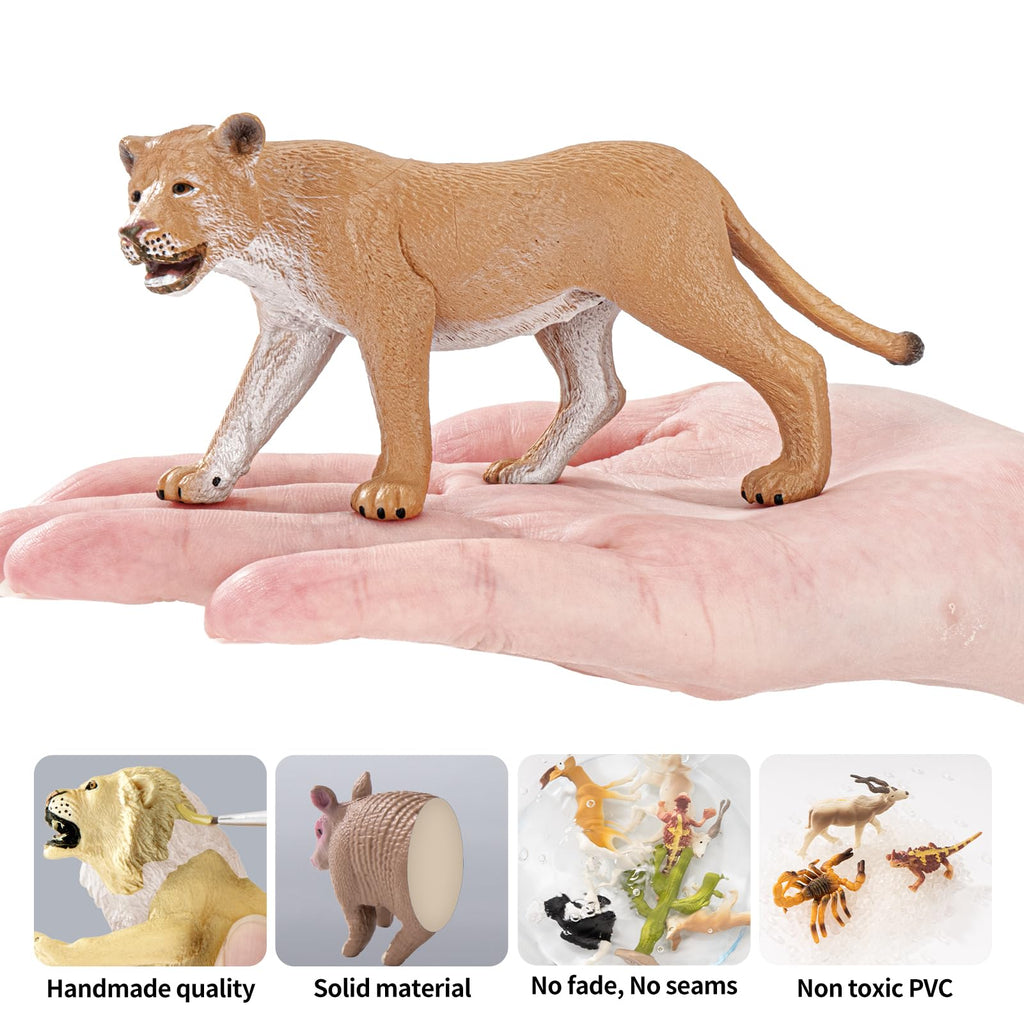 THINKBAY 15PCS Lion Figurines – Realistic Lion Family for Kids, Cake Toppers & Play
