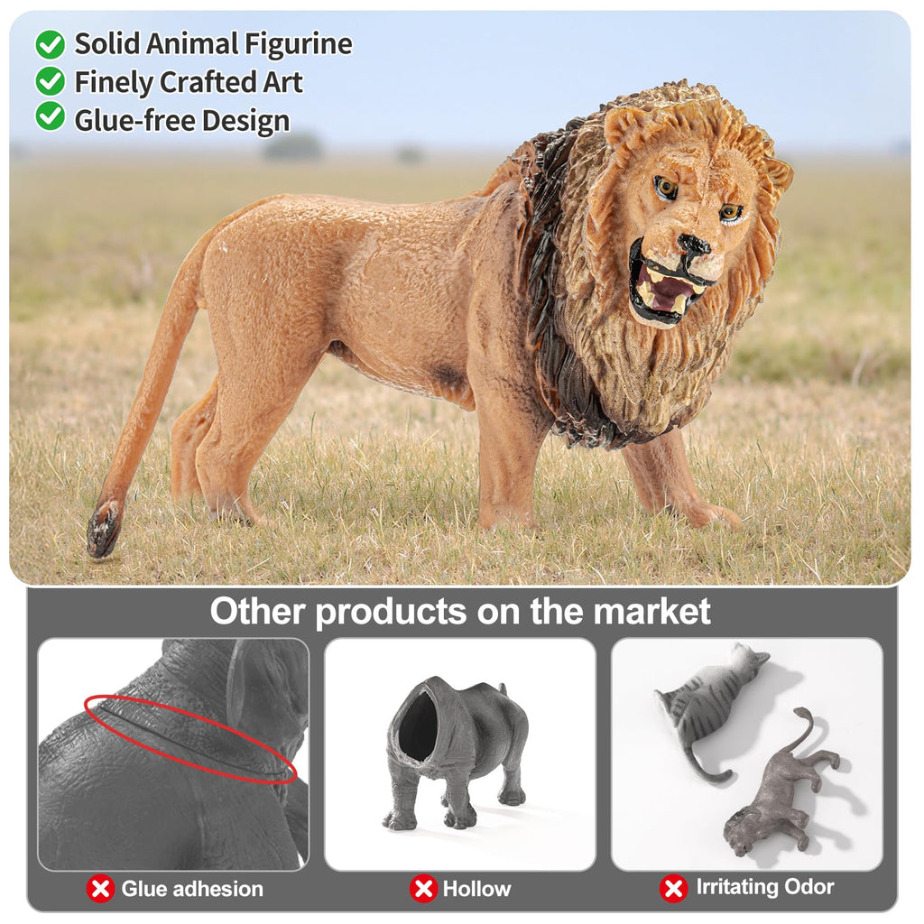 THINKBAY 15PCS Lion Figurines – Realistic Lion Family for Kids, Cake Toppers & Play