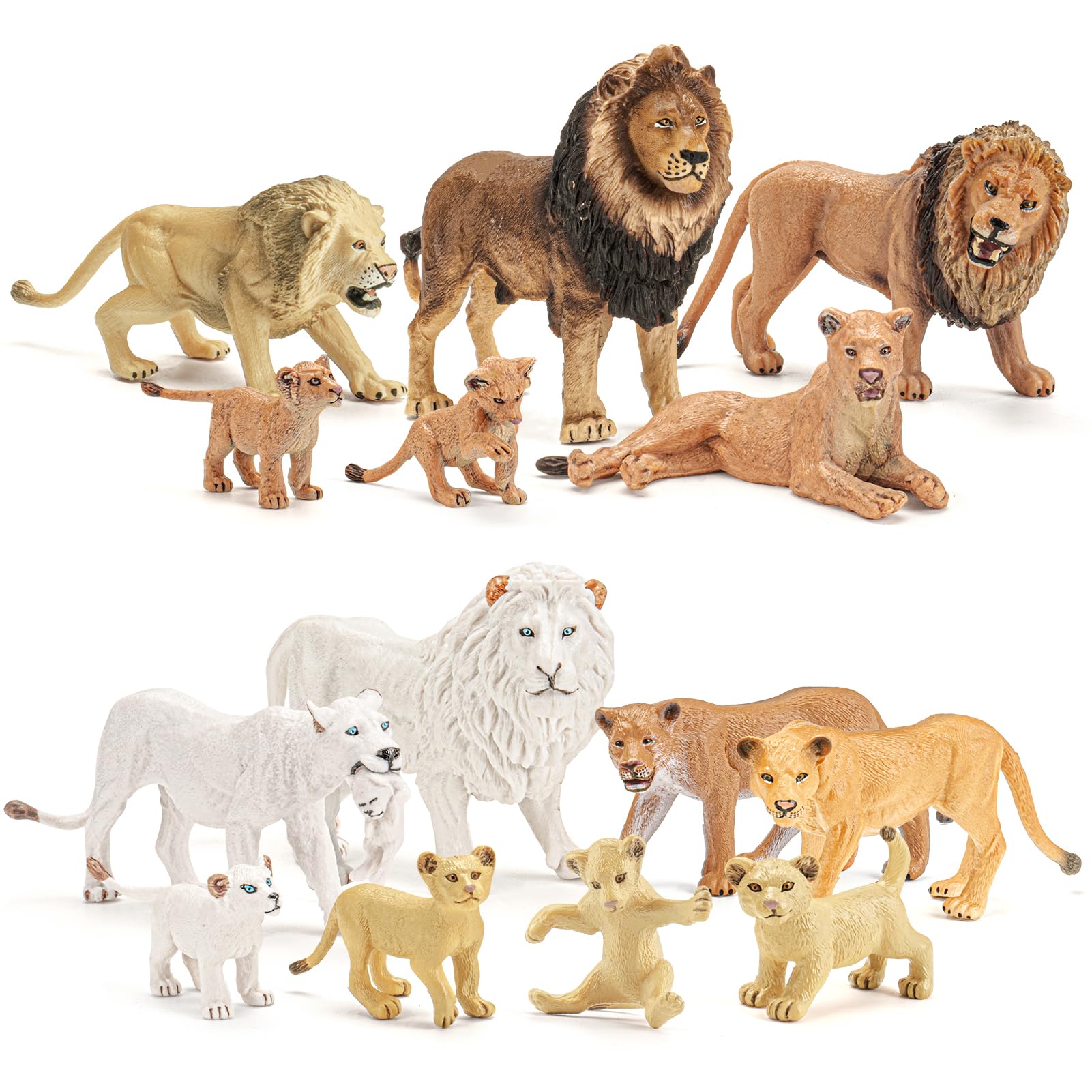 THINKBAY 15PCS Lion Figurines – Realistic Lion Family for Kids, Cake Toppers & Play