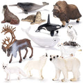 ThinkBay 12-Piece Arctic Animal Figurines (4-7 inches) – Realistic PVC Figures for Play & Party Favors