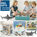 THINKBAY 6-Pack Realistic Shark Figurines (5-7") – BPA-Free Bath Toys, Cake Toppers & Party Favors for Kids