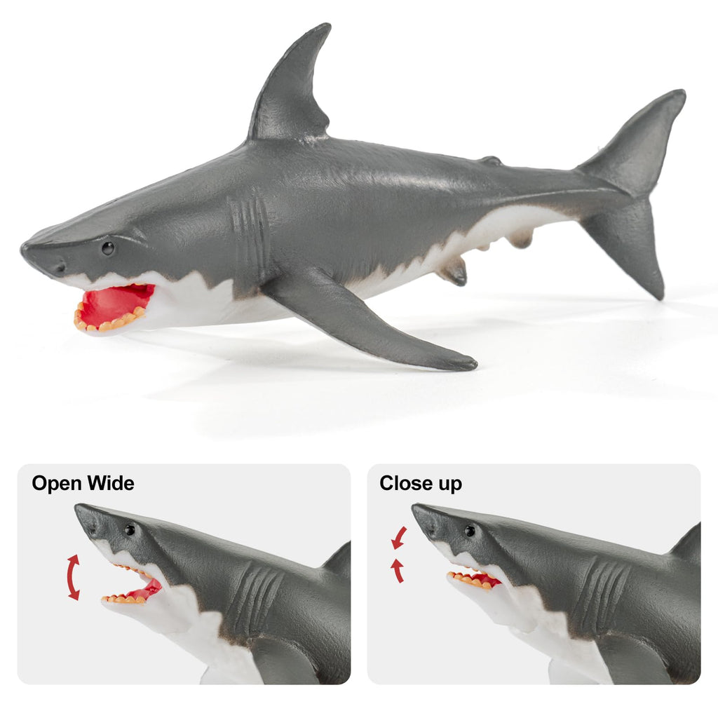 THINKBAY 6-Pack Realistic Shark Figurines (5-7") – BPA-Free Bath Toys, Cake Toppers & Party Favors for Kids