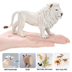 THINKBAY 7-Piece White Lion Toys Figurines – Jungle Lion Family, Realistic Zoo Animals, Cake Toppers