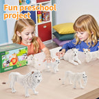 THINKBAY 7-Piece White Lion Toys Figurines – Jungle Lion Family, Realistic Zoo Animals, Cake Toppers