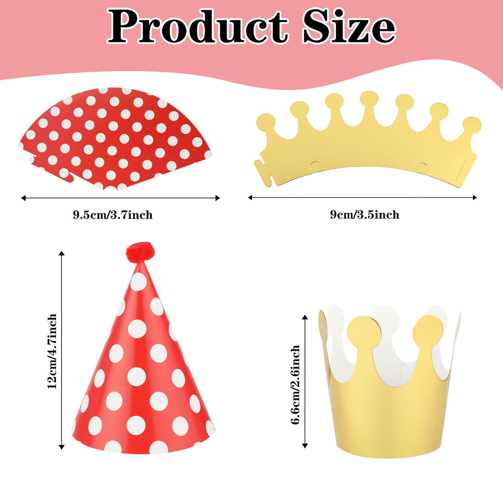Thinp 11 Pcs Adorable Party Hats Set – 9 Cone Hats + 2 Crowns for Pet Birthday Decor