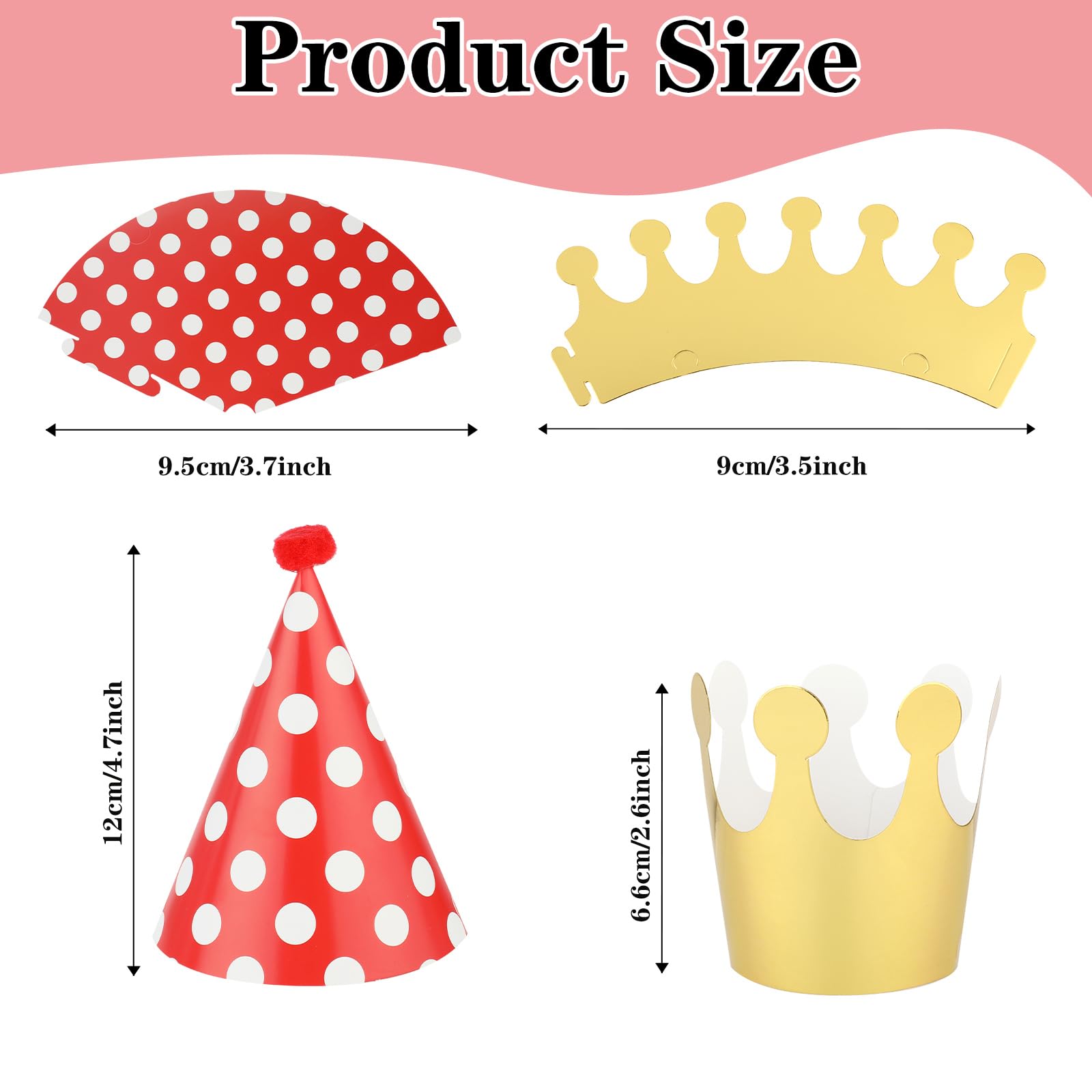 Thinp 11 Pcs Adorable Party Hats Set – 9 Cone Hats + 2 Crowns for Pet Birthday Decor