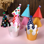 Thinp 11 Pcs Adorable Party Hats Set – 9 Cone Hats + 2 Crowns for Pet Birthday Decor