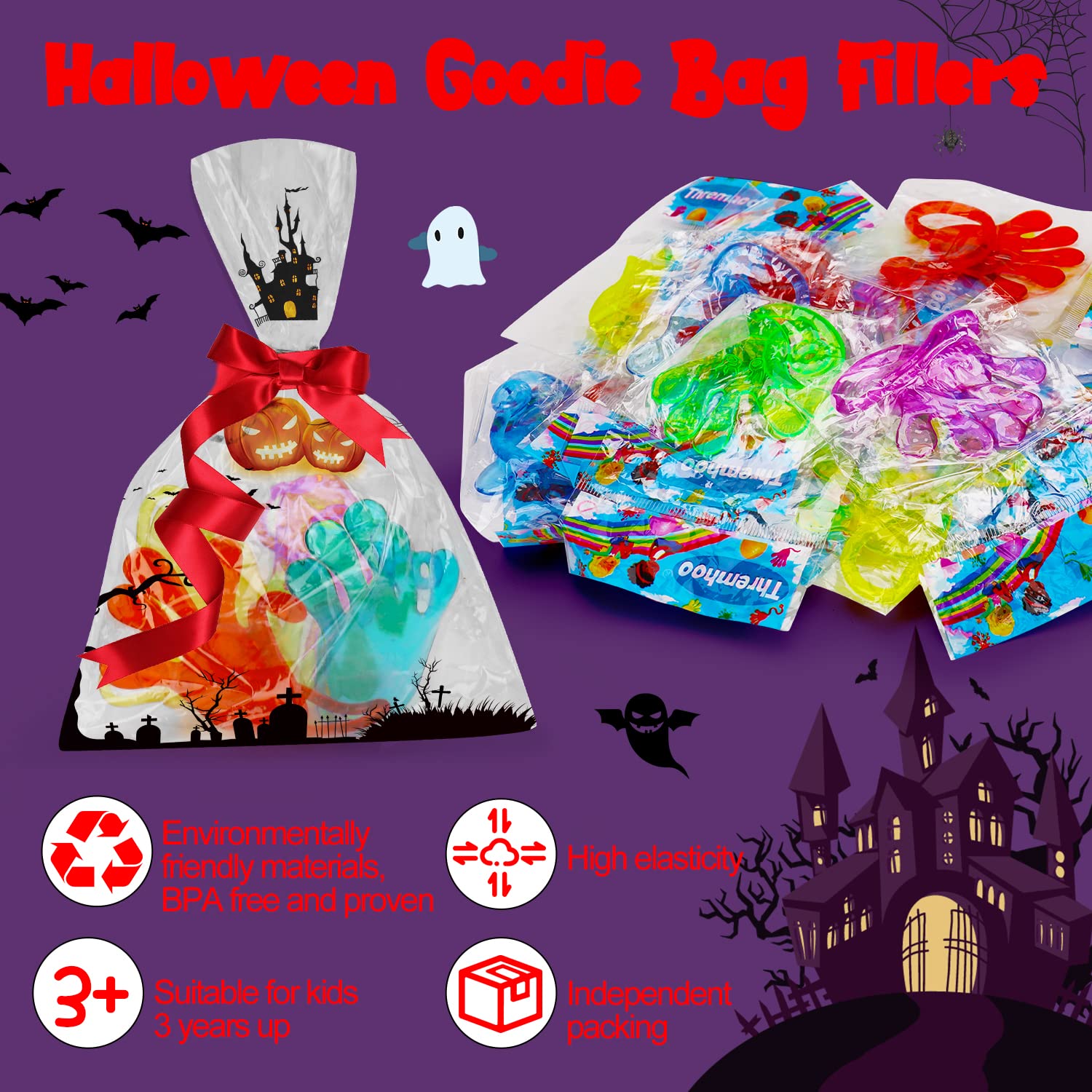 Thremhoo 40-Pcs Glow-in-the-Dark Sticky Hands – Party Favors & Piñata Fillers