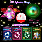Thremhoo 24Pcs LED Light Up Fidget Spinner Rings with Valentines Cards – Classroom Party Favors Bulk