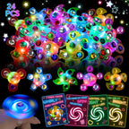 Thremhoo 24Pcs LED Light Up Fidget Spinner Rings with Valentines Cards – Classroom Party Favors Bulk