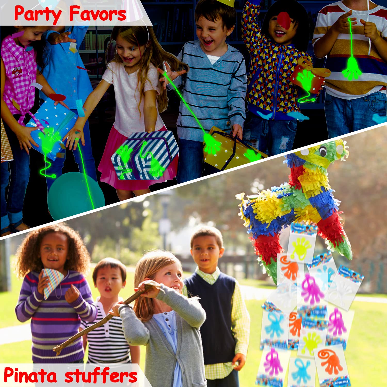 Thremhoo 40-Pcs Glow-in-the-Dark Sticky Hands – Party Favors & Piñata Fillers