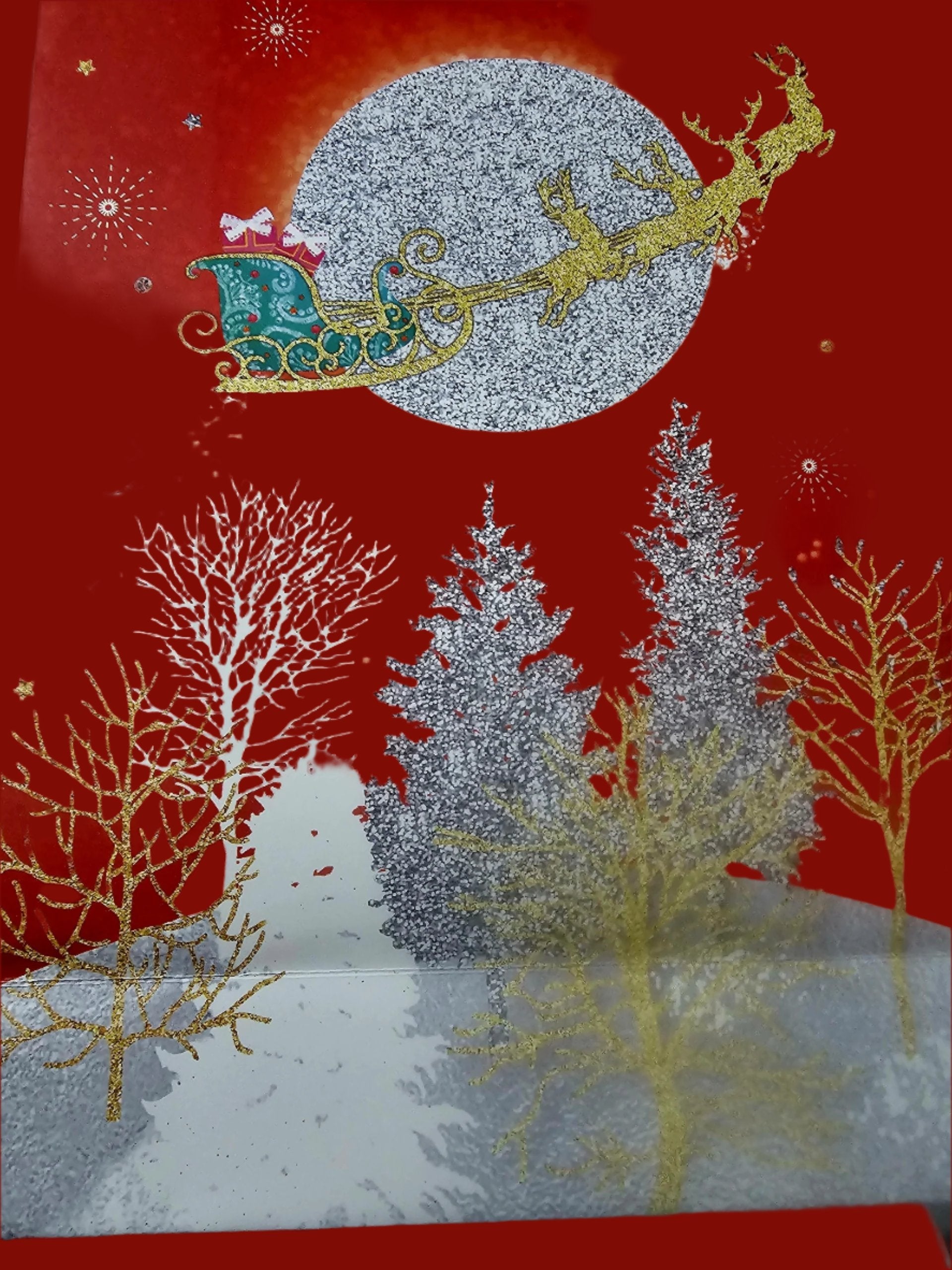 christmas santa reindeer gift bag  medium