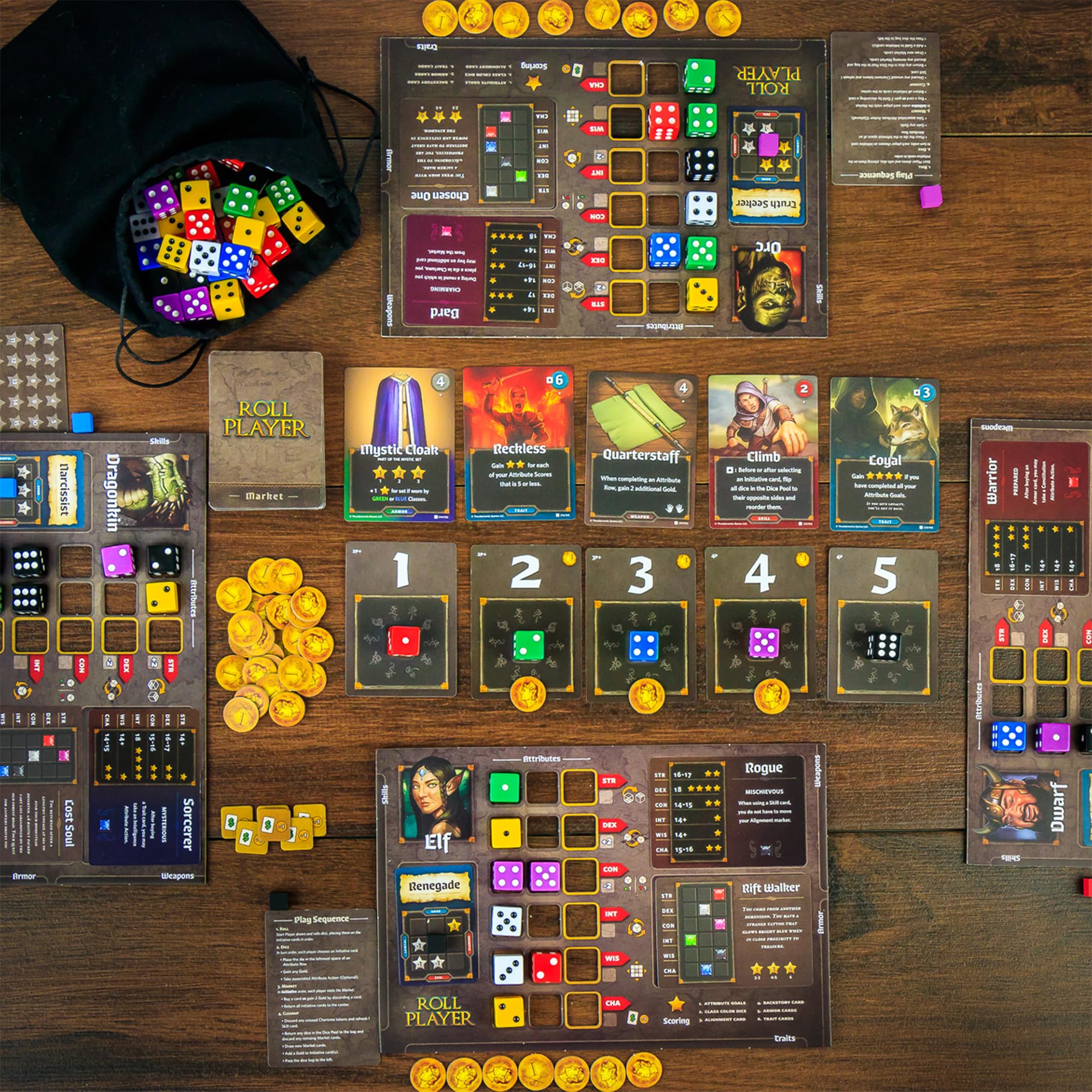 Roll Player Board Game by Thunderworks Games – Fantasy Character Creation & Dice Strategy (1-4 Players, 60–90 Minutes)
