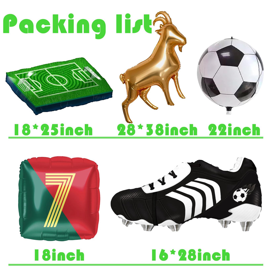 TiAaihion 4D Football Balloons Set | Soccer Field, Cleats, Jersey & GOAT Shapes – Red & Green