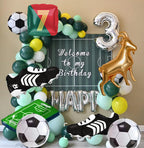 TiAaihion 4D Football Balloons Set | Soccer Field, Cleats, Jersey & GOAT Shapes – Red & Green