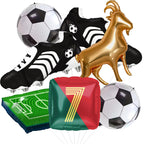 TiAaihion 4D Football Balloons Set | Soccer Field, Cleats, Jersey & GOAT Shapes – Red & Green