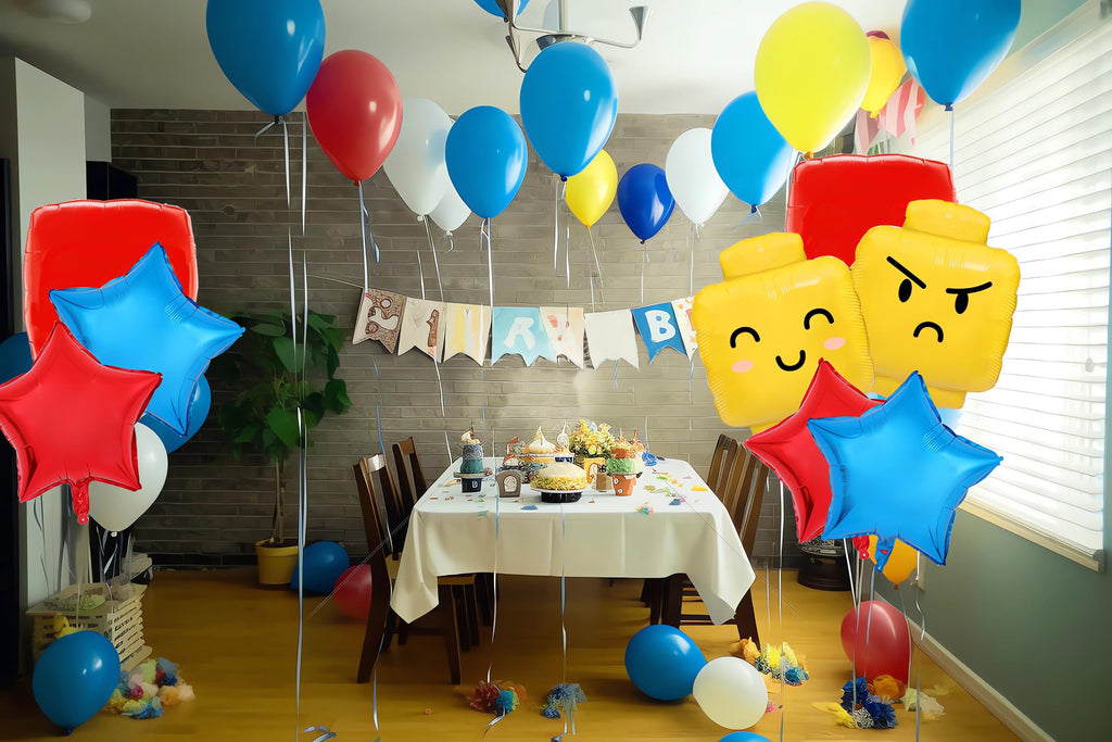 TiAaihion Building Block Balloons – 8pc Brick-Themed Party Decorations